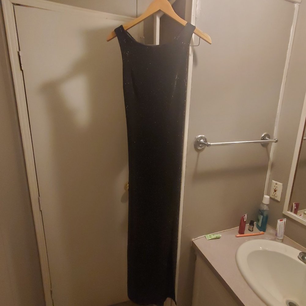 Black with gold sparkles evening gown